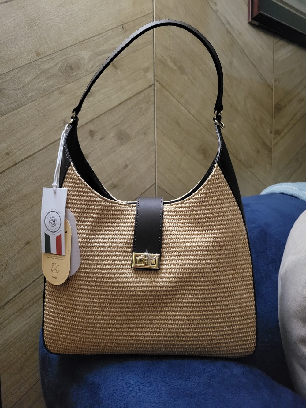 Viola Castellani Woven Straw Hobo Shoulder Bag